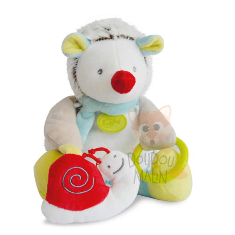  gaston hérisson peluche dactivité blanc gris rouge escargot 